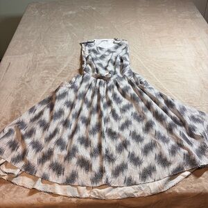 CUBIC Abstract Grid Print Midi Dress Sleeveless Fit Flare Modern Chics Womens L